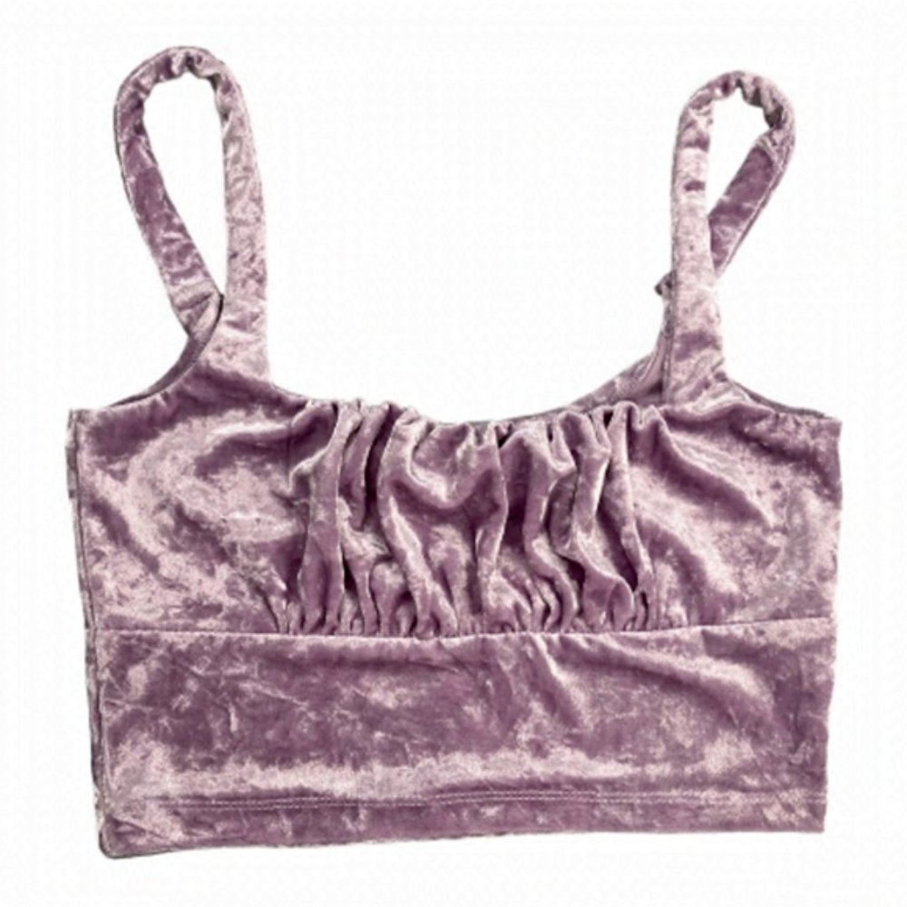 PASTEL Purple Velvet Ruched Bralette 90s Y2K Style Crop Top
